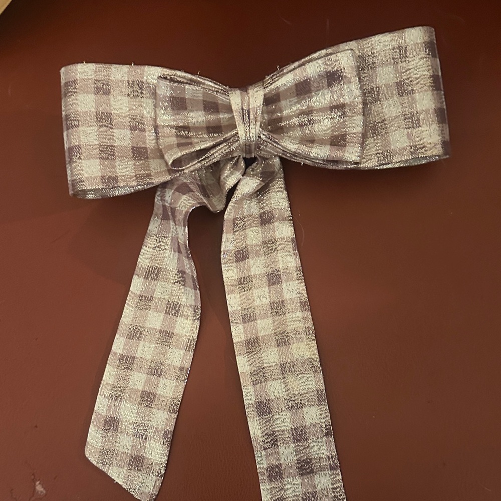 Silver Checkered Bow Tie made and bought by love shack fancy